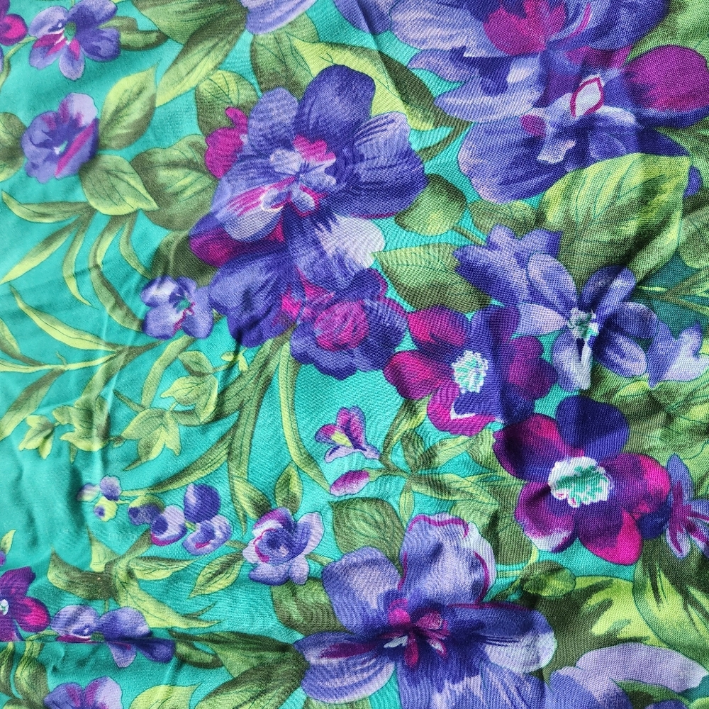 Vintage Jackie & Eric Vibrant Maxi Dress Pintuck Teal Purple Pink Womens 16 - Picture 3 of 11